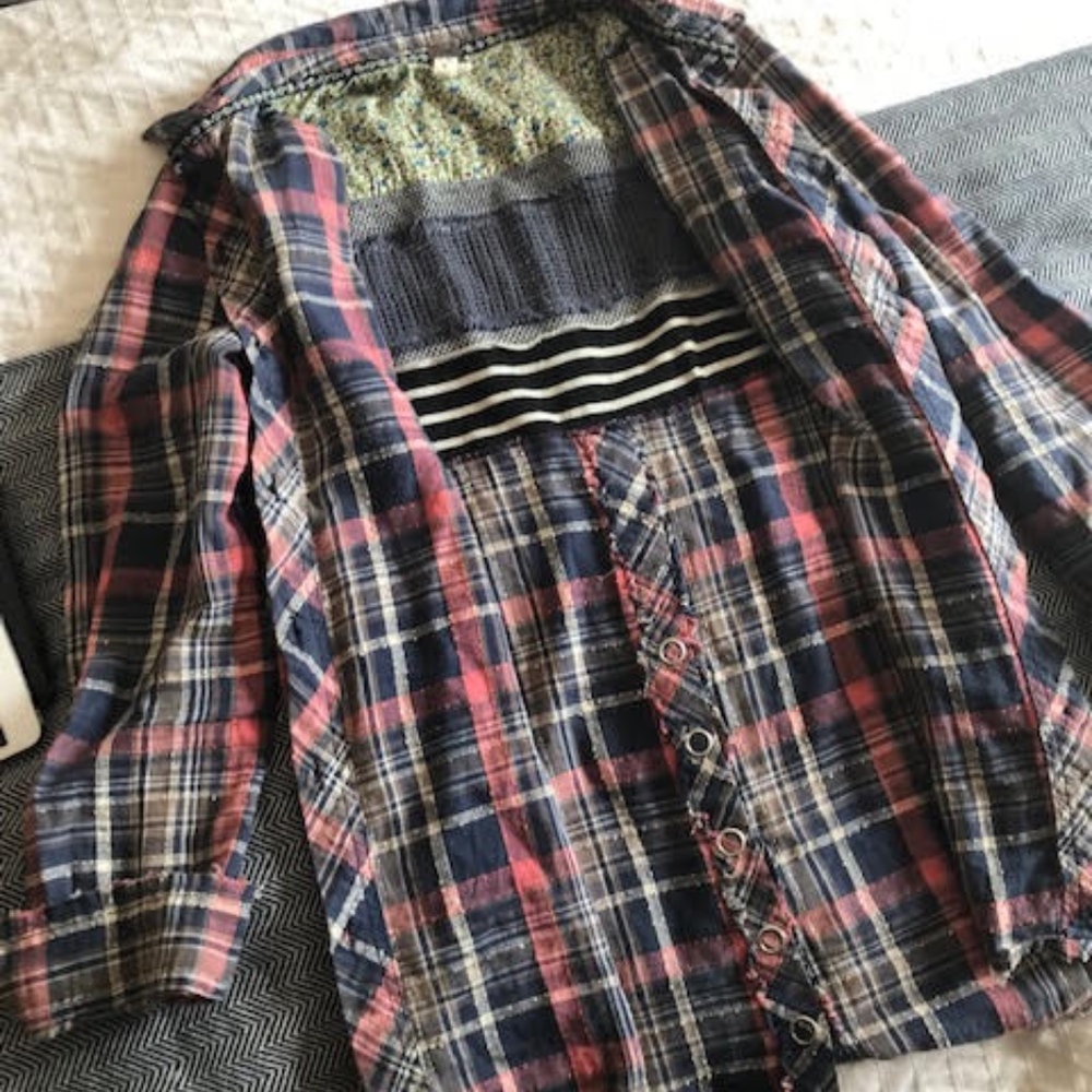 Free People Plaid Button Down Shirt